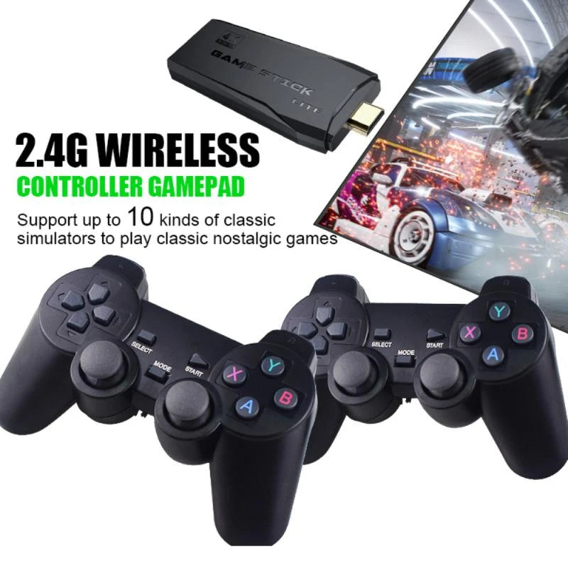 Videogame Retro Stick 10mil Jogos 64gb 2 Controles Sem Fio Console Original Portátil Retro Antigo