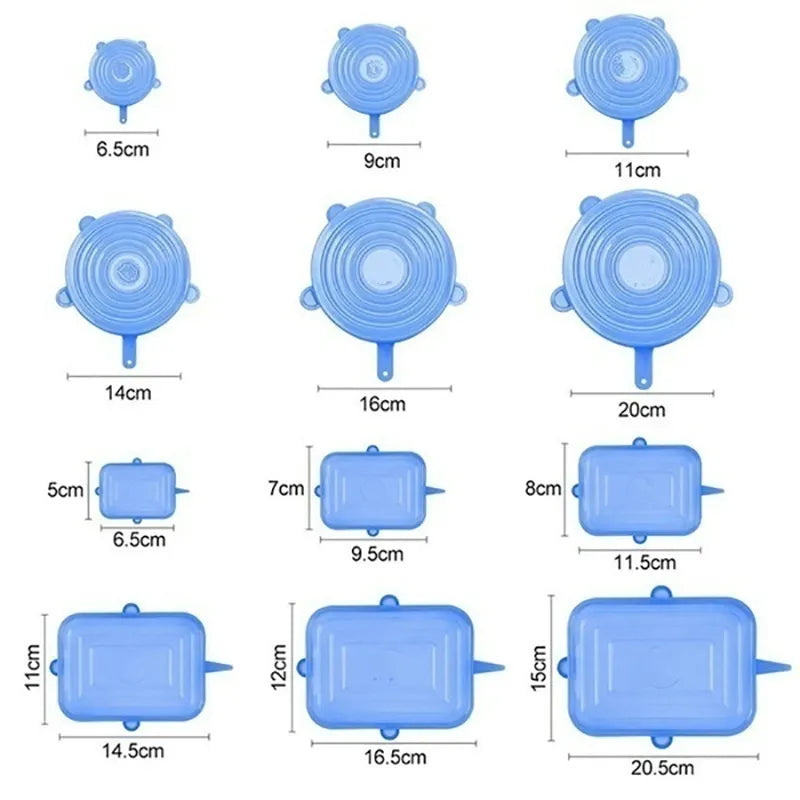 Tampa de silicone moldável Acessórios de cozinha, Armazenamento Frigorífico, 6 Pcs, 12 Pcs, 24Pcs