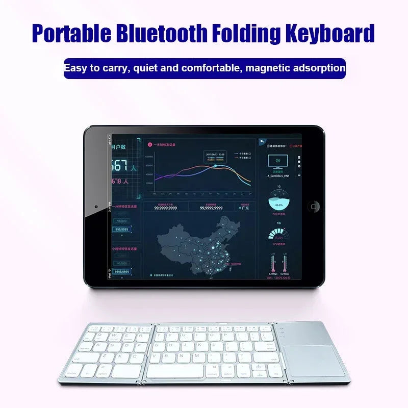 Teclado dobrável sem fio bluetooth com touchpad para windows, android, ios, telefone, botão multifuncional mini teclado