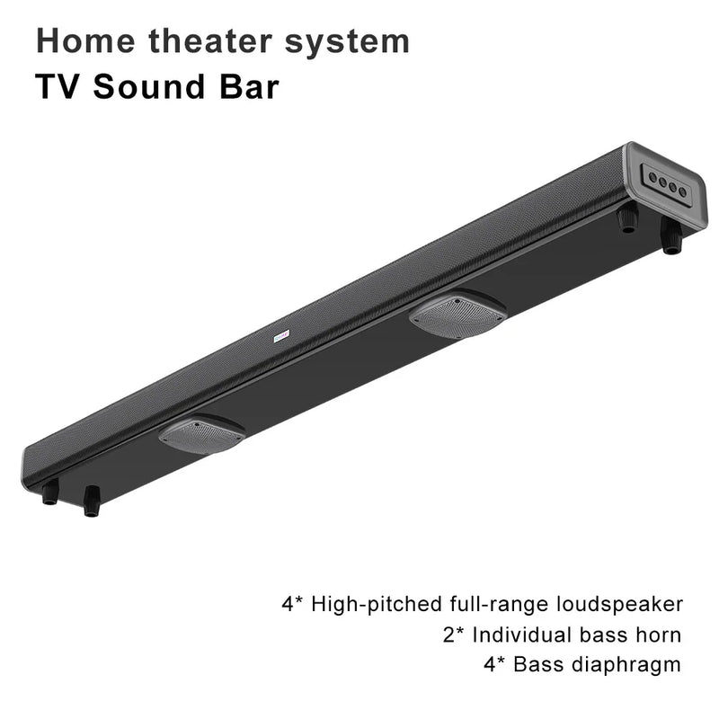 Soundbar Bluetooth de Home Theater com Subwoofer Duplo, Echo Wall, Soundbar de TV, Cinema, Multifunções, Altifalante Áudio, Comprimento 99cm