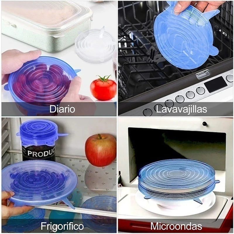 Tampa de silicone moldável Acessórios de cozinha, Armazenamento Frigorífico, 6 Pcs, 12 Pcs, 24Pcs