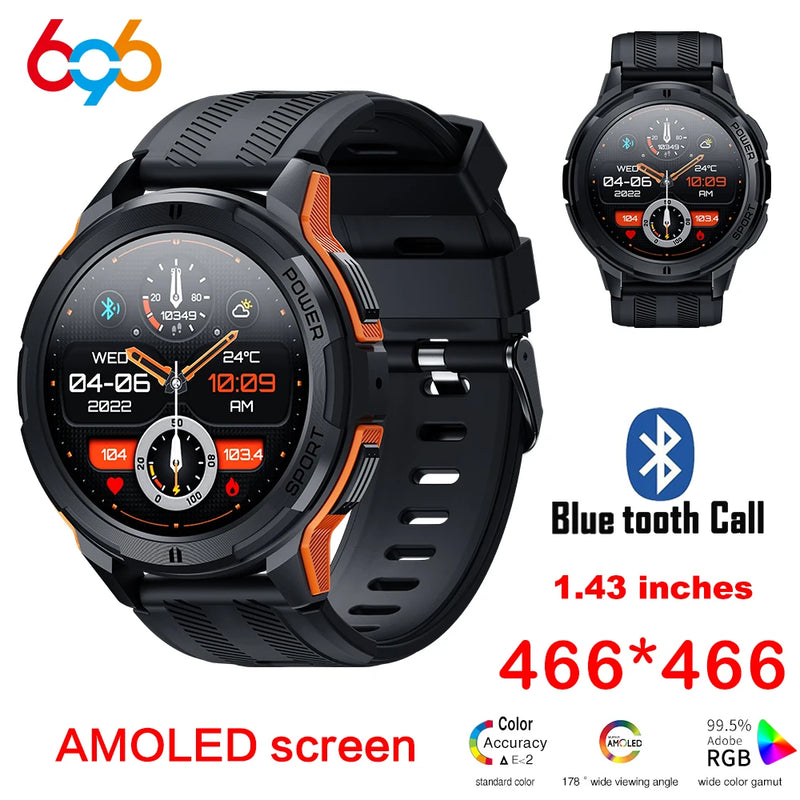 Relógio C25 Smartwatch com Tela AMOLED para Homens e Mulheres, Impermeável, Monitor de Freqüência Cardíaca, Smartwatch Esportivo