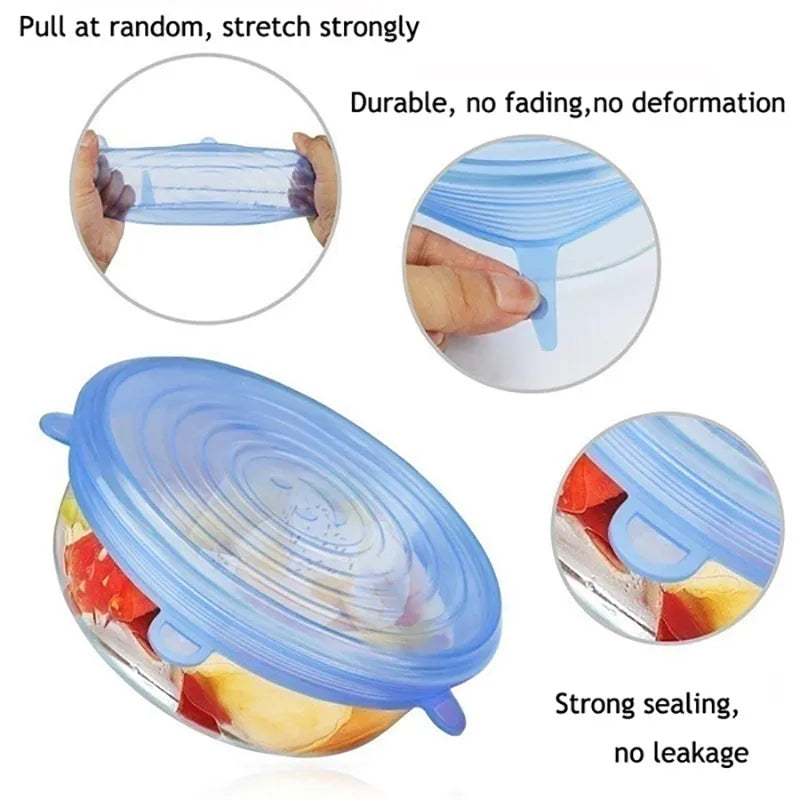 Tampa de silicone moldável Acessórios de cozinha, Armazenamento Frigorífico, 6 Pcs, 12 Pcs, 24Pcs