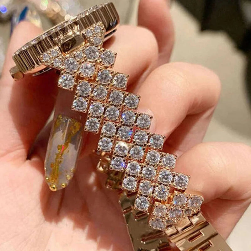 Relógio com strass + pulseira de brinde duas peças