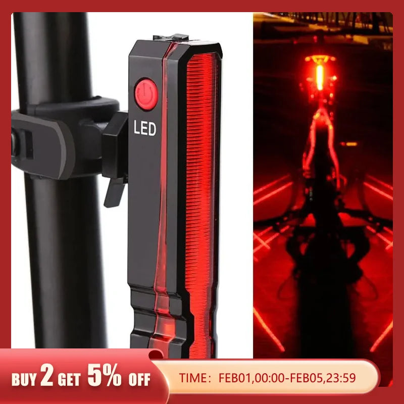 Luz traseira da bicicleta linha laser lâmpada de advertência à prova de água slim led luz usb recarregável