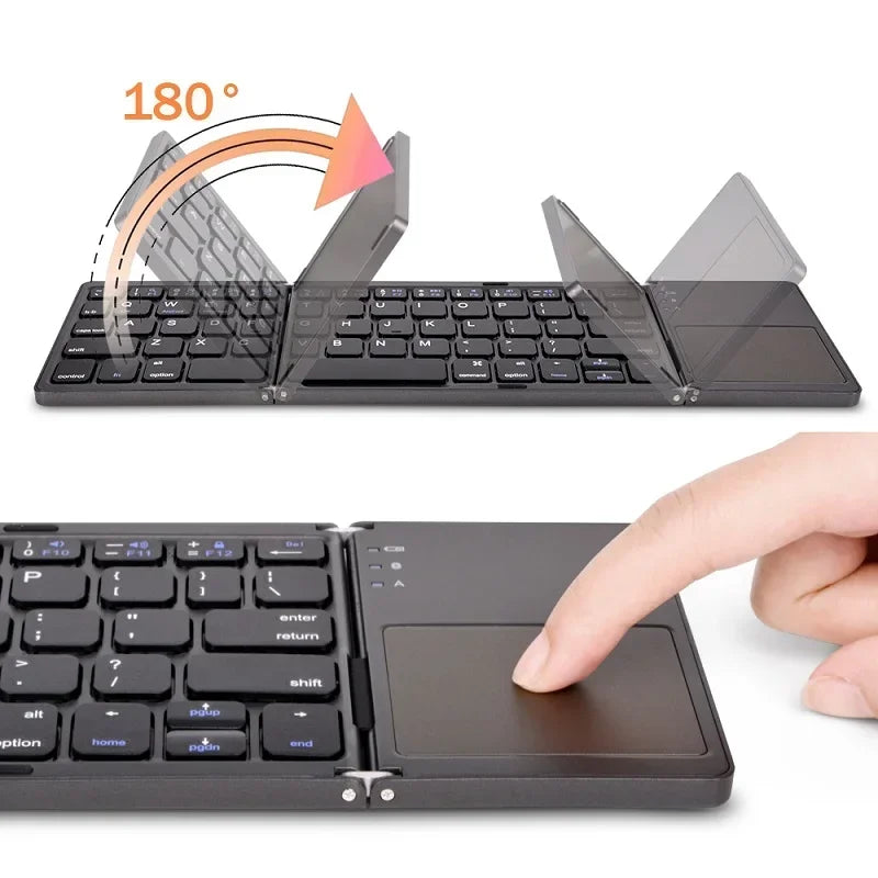 Teclado dobrável sem fio bluetooth com touchpad para windows, android, ios, telefone, botão multifuncional mini teclado