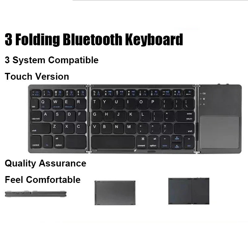 Teclado dobrável sem fio bluetooth com touchpad para windows, android, ios, telefone, botão multifuncional mini teclado