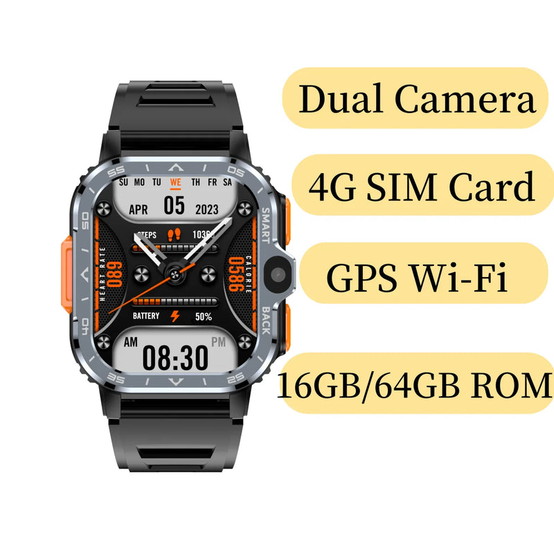 Relógio Smartwatch GPS WIFI HD Dual Camera Android System 16G/64G SIM Card