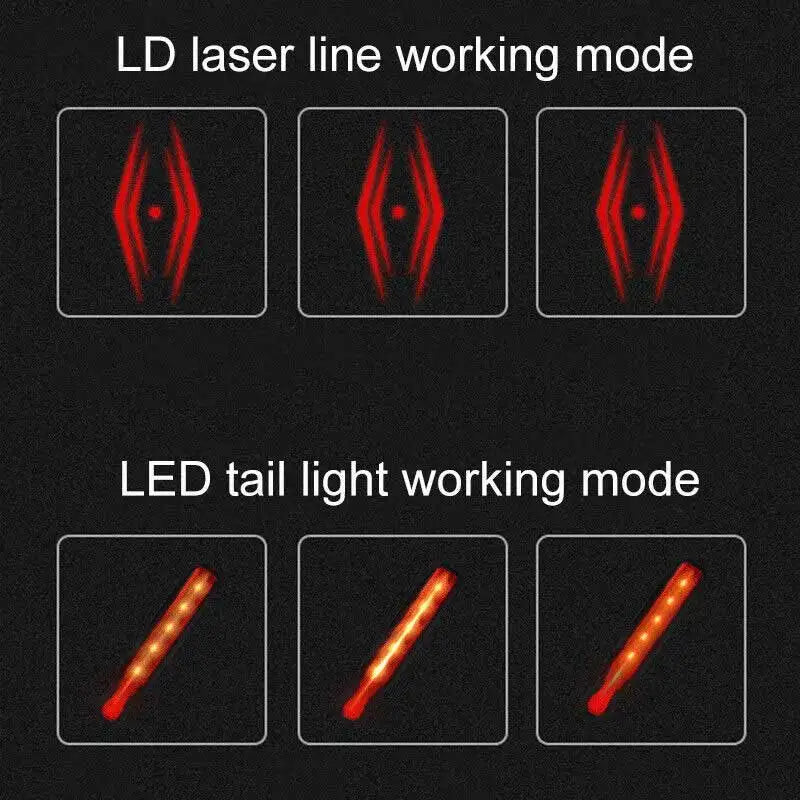 Luz traseira da bicicleta linha laser lâmpada de advertência à prova de água slim led luz usb recarregável